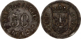 Germany - Weimar Republic Sinzig 50 Pfennig 1919 Rare
Funck# 502.6; N# 63378; Iron; Notgeld; XF-AUNC