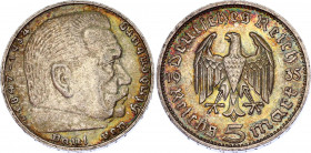 Germany - Third Reich 5 Reichsmark 1935 D
KM# 86; AKS# 27; J. 360; Silver; Paul von Hindenburg; Mint: Munich; AUNC Tone