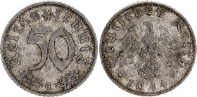 Germany - Third Reich 50 Reichspfennig 1944 G Rare
KM# 96; AKS# 43; J. 372; N# 1928; Aluminium; Mint: Karlsruhe; XF Toned