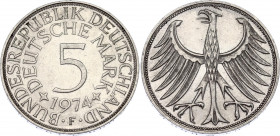 Germany - FRG 5 Mark 1974 F
KM# 112.1, J# 387, Schön# 110; N# 1933; Silver; AUNC