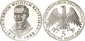 Germany - FRG 5 Mark 1968 J
KM# 121; Silver., Proof; Raifelsen