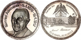 Germany - FRG Silver Medal "Konrad Adenauer" 1967
Silver (.999) 49.40 g., 50 mm., Proof