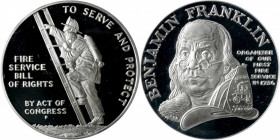 Undated (1992)-P Benjamin Franklin, Fire Service Bill of Rights Medal. Silver. Sculptor-Engraver Thomas D. Rogers, Sr. Signature. Proof-68 Deep Cameo ...