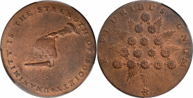 Undated (ca. 1793-1795) Kentucky Token. W-8800. Rarity-1. Copper. Plain Edge. EF Details--Cleaned (PCGS).
PCGS# 614.
Estimate: $150