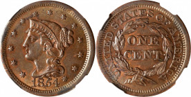 1854 Braided Hair Cent. MS-62 BN (NGC).
PCGS# 1904. NGC ID: 226L.
Estimate: $175