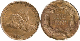 1857 Flying Eagle Cent. Type of 1857. AU-55 (PCGS).
PCGS# 2016. NGC ID: 2276.
Estimate: $300