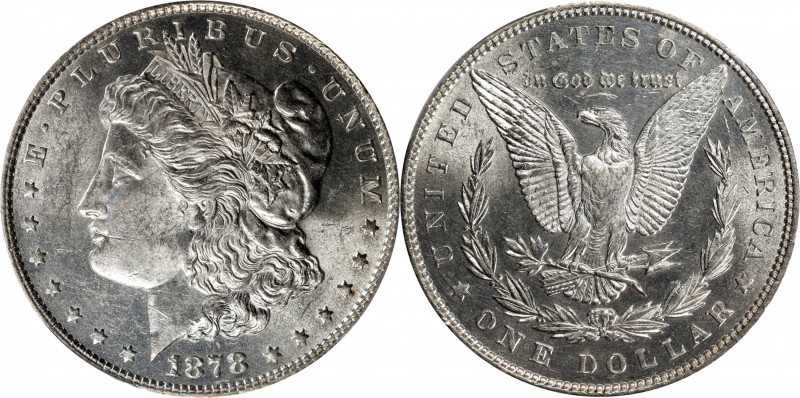 1878 Morgan Silver Dollar. 7 Tailfeathers. Reverse of 1879. VAM-224. Hit List 40...