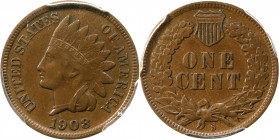 1908-S Indian Cent. EF-45 (PCGS).
PCGS# 2232. NGC ID: 2296.
Estimate: $150