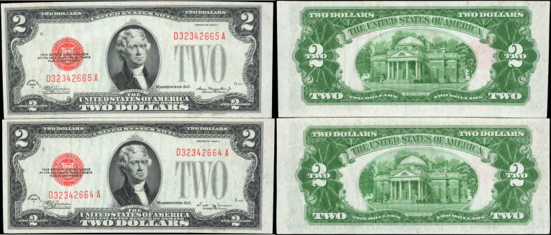 Lot of (2). Fr. 1505 &1506. 1928D-28E $2 Legal Tender Notes. Choice Uncirculated...