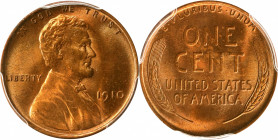 1910 Lincoln Cent. MS-64 RD (PCGS). CAC.
PCGS# 2437. NGC ID: 22B5.
Estimate: $100