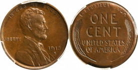 1913-S Lincoln Cent. MS-64 BN (PCGS). CAC.
PCGS# 2465. NGC ID: 22BF.
Estimate: $250