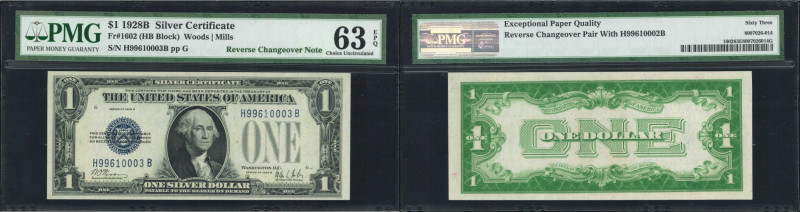 Lot of (2). Fr. 1602 & 1603. 1928B-28C $1 Silver Certificates. PMG Choice Uncirc...