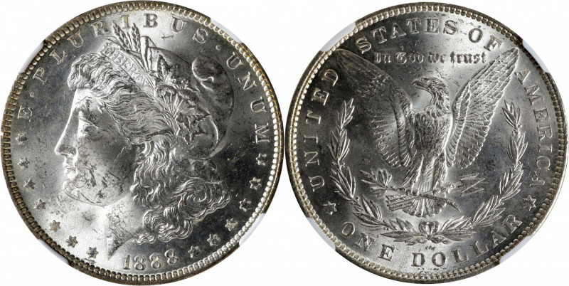 1888 Morgan Silver Dollar. VAM-18A. Hot 50 Variety. Doubled Die Obverse, Doubled...