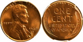 1938-S Lincoln Cent. MS-67 RD (PCGS).
PCGS# 2674. NGC ID: 22DN.
Estimate: $150