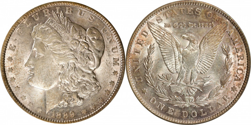 1889 Morgan Silver Dollar. VAM-47. Doubled Die Obverse, Doubled Ear. AU-58 (ANAC...