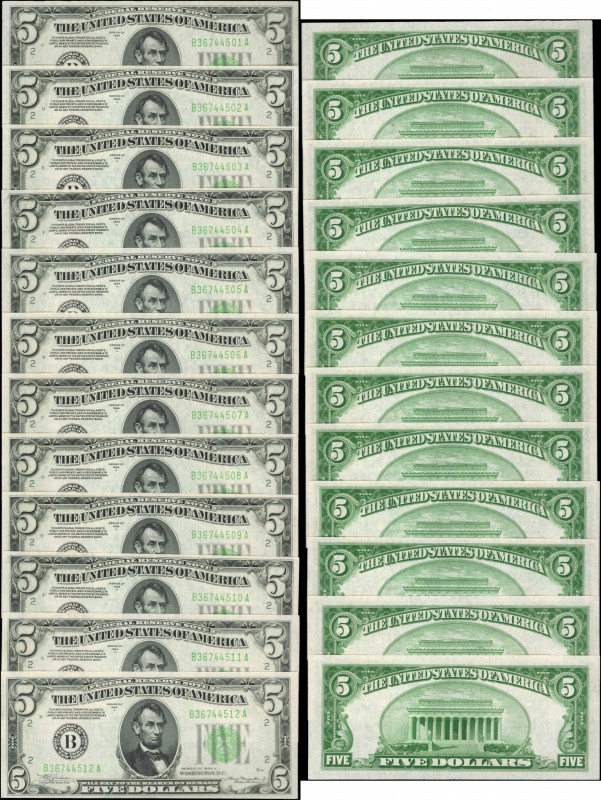 Lot of (40). Fr. 1957-B. 1934A $5 Federal Reserve Notes. New York. Choice Uncirc...