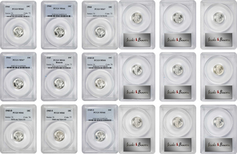 Lot of (9) Gem Mint State Late Date Mercury Dimes. (PCGS).
Included are: (2) 19...