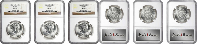 Lot of (3) 1964-D Kennedy Half Dollars. FS-103. Tripled Die Obverse. MS-64 (NGC)...