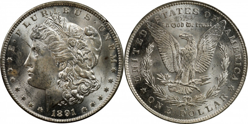 1891-CC GSA Morgan Silver Dollar. Mint State, Obverse Scratch (Uncertified).
Th...