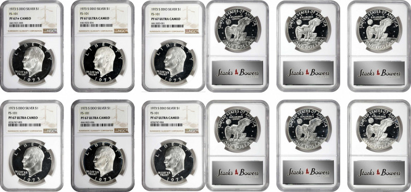 Lot of (6) Superb Proof 1973-S Eisenhower Dollars. FS-101. Doubled Die Obverse. ...