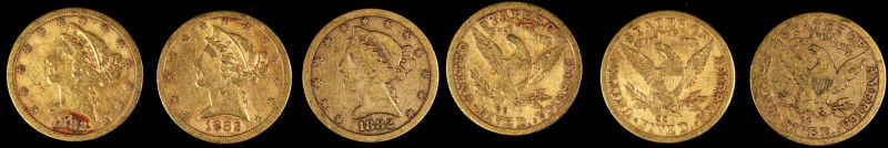 Lot of (3) 1882-CC Liberty Head Half Eagles. Good-VF (Uncertified).
A couple of...