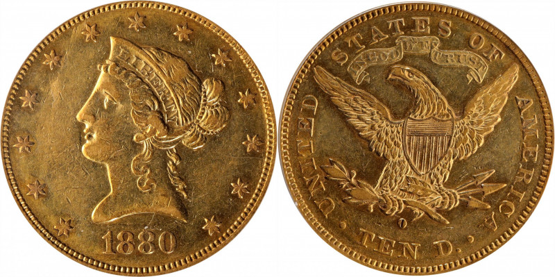 1880-O Liberty Head Eagle. AU-50 (PCGS).
PCGS# 8689. NGC ID: 265U.
Estimate: $...