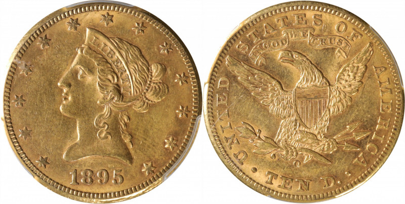 1895-O Liberty Head Eagle. AU-55 (PCGS).
PCGS# 8733. NGC ID: 2679.
Estimate: $...