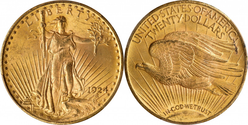 1924 Saint-Gaudens Double Eagle. MS-65 (PCGS).
PCGS# 9177. NGC ID: 26G7.
Estim...