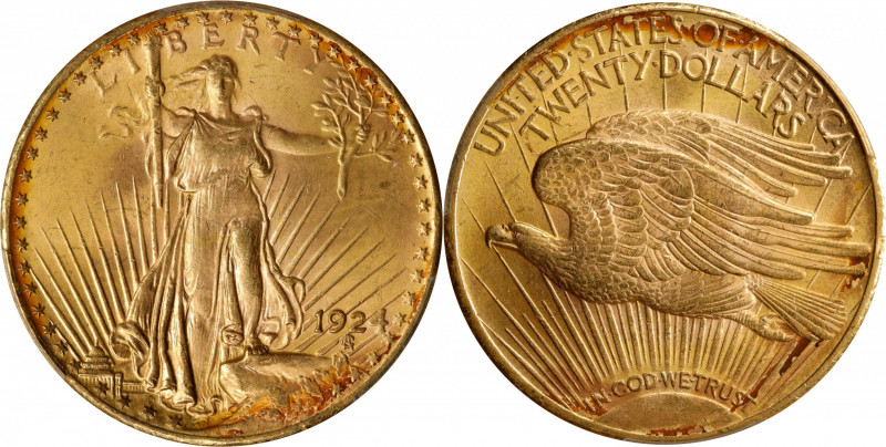 1924 Saint-Gaudens Double Eagle. MS-64 (PCGS).
PCGS# 9177. NGC ID: 26G7.
Estim...