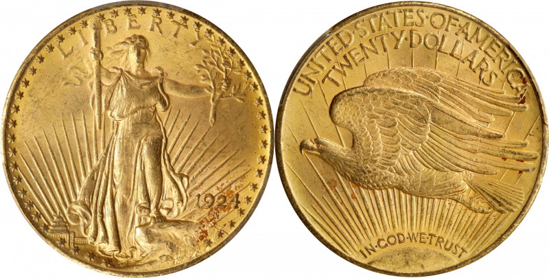 1924 Saint-Gaudens Double Eagle. MS-63 (PCGS).
PCGS# 9177. NGC ID: 26G7.
Estim...