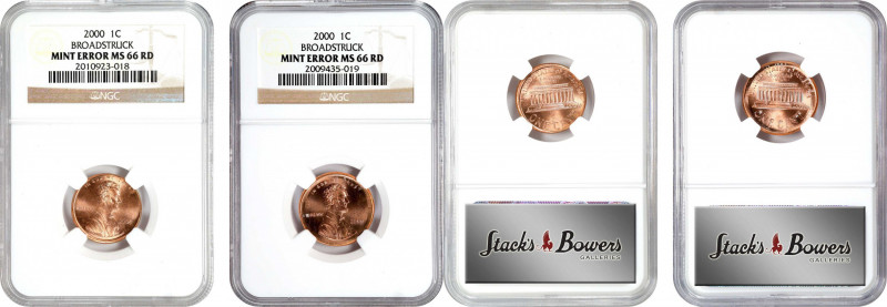 Lot of (2) 2000 Lincoln Cents--Broadstruck--MS-66 RD (NGC).
Estimate: $100