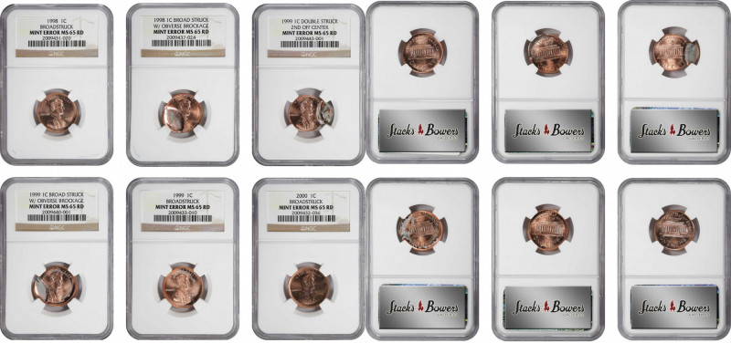 Lot of (6) Modern Lincoln Cent Mint Errors. MS-65 RD (NGC).
Included are: 1998-...