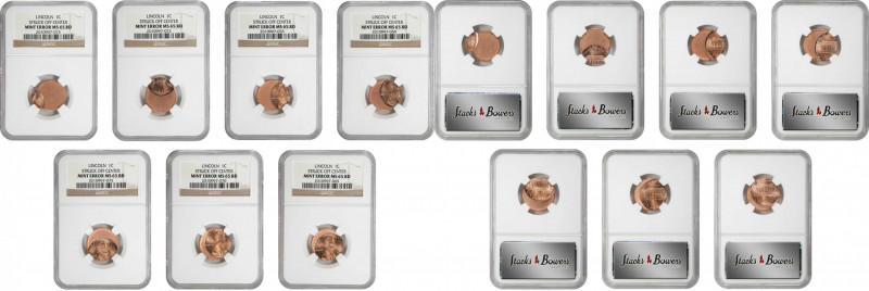 Lot of (7) Lincoln Cents. Memorial Reverse--Struck Off Center--MS-65 RD (NGC).
...