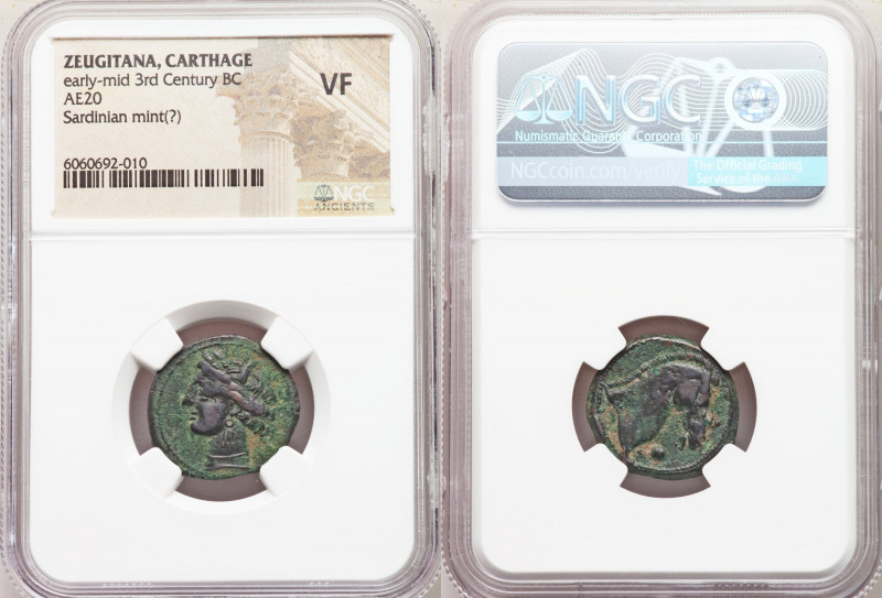 ZEUGITANA. Carthage. Early-mid 3rd century BC. AE (20mm, 2h). NGC VF. Sardinia(?...