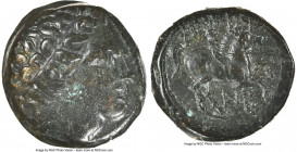 MACEDONIAN KINGDOM. Philip II (359-336 BC). AE unit (17mm, 10h). NGC Choice VF. Uncertain mint in Macedonia. Head of Apollo right, wearing taenia / ΦI...