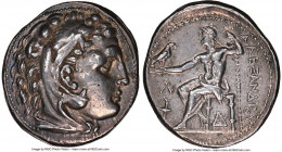 MACEDONIAN KINGDOM. Alexander III the Great (336-323 BC). AR tetradrachm (27mm, 17.22 gm, 11h). NGC Choice XF 5/5 - 4/5. Posthumous issue of Amphipoli...