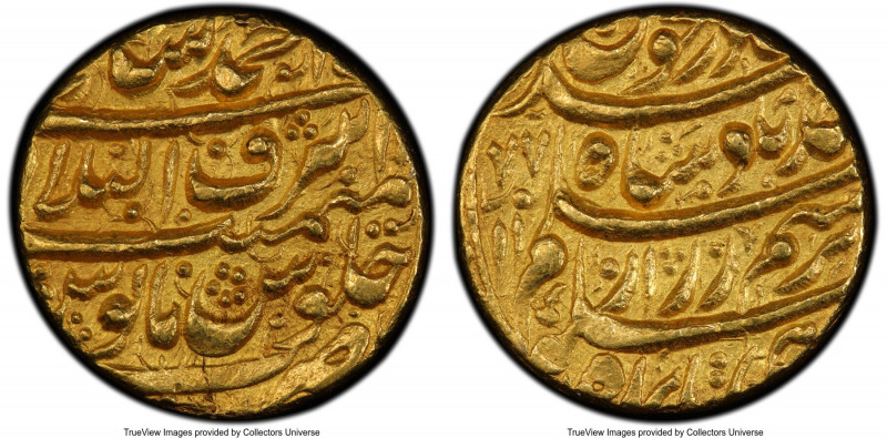 Durrani. Ahmad Shah gold Mohur AH 1177 (1763/1764) MS63 PCGS, Ahmadshahi mint, K...