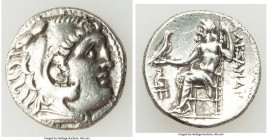 MACEDONIAN KINGDOM. Alexander III the Great (336-323 BC). AR drachm (18mm, 4.05 gm, 2h). VF, graffiti. Early posthumous issue of 'Teos', ca. 310-301 B...