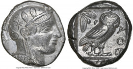 ATTICA. Athens. Ca. 455-440 BC. AR tetradrachm (24mm, 17.12 gm, 6h). NGC AU 4/5 - 4/5, Fine Style. Early transitional issue. Head of Athena right, wea...