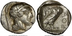 ATTICA. Athens. Ca. 440-404 BC. AR tetradrachm (25mm, 17.18 gm, 11h). NGC Choice AU 5/5 - 4/5. Mid-mass coinage issue. Head of Athena right, wearing e...