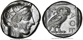 ATTICA. Athens. Ca. 440-404 BC. AR tetradrachm (24mm, 17.19 gm, 7h). NGC Choice AU 5/5 - 3/5. Mid-mass coinage issue. Head of Athena right, wearing ea...
