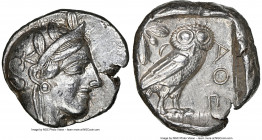 ATTICA. Athens. Ca. 440-404 BC. AR tetradrachm (25mm, 17.18 gm, 4h). NGC AU 5/5 - 4/5. Mid-mass coinage issue. Head of Athena right, wearing earring, ...