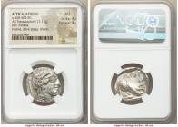 ATTICA. Athens. Ca. 440-404 BC. AR tetradrachm (24mm, 17.13 gm, 9h). NGC AU 4/5 - 3/5. Mid-mass coinage issue. Head of Athena right, wearing earring, ...