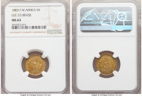 French Colony brass 5 Units (25 Francs) 1883 MS63 NGC, KM-Tn7, Lec-23. Scarce one year type. 

HID09801242017

© 2022 Heritage Auctions | All Righ...