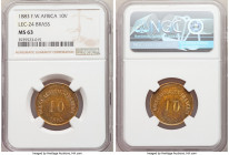 French Colony brass 10 Units (50 Francs) 1883 MS63 NGC, KM-Tn8, Lec-24. Scarce one year type. 

HID09801242017

© 2022 Heritage Auctions | All Rig...
