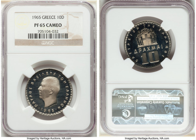 Paul I 3-Piece Lot of Certified Assorted Proof Issues 1965 NGC, 1) 10 Lepta - PR...