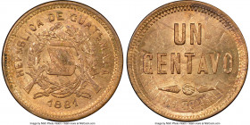 Republic Centavo 1881 MS64 Red and Brown NGC, KM202.2. Die breaks in 1881 have the appearance of 1884, overstruck on 1871 Centavo KM196. 

HID098012...