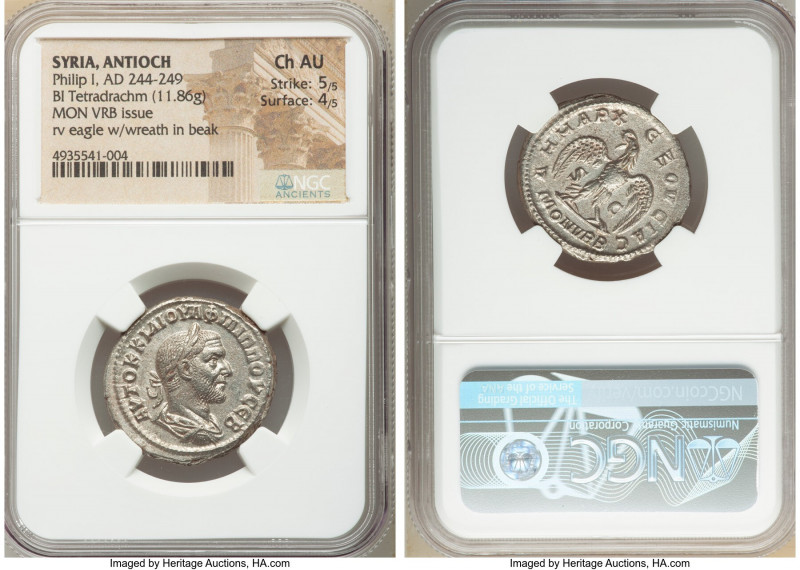 SYRIA. Antioch. Philip I (AD 244-249). BI tetradrachm (26mm, 11.86 gm, 7h). NGC ...