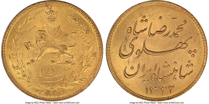 Muhammad Reza Pahlavi gold Pahlavi SH 1322 (1943) MS66 NGC, KM1148. AGW 0.2354 o...