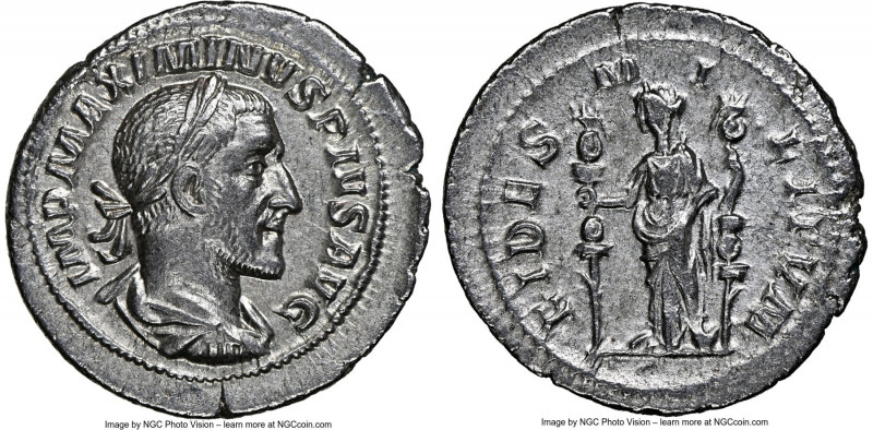 Maximinus I (AD 235-238). AR denarius (20mm, 7h). NGC Choice XF. Rome, ca. March...